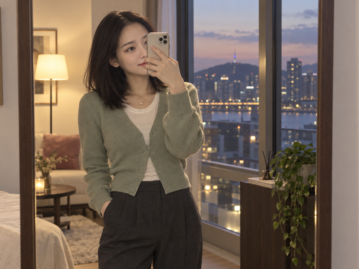 서울특별시 동대문구 이동과 방문 일정을 안내하는 젊은 성인 한국 여성 관리사